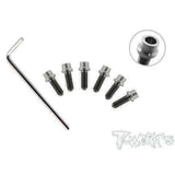 Tworks 64 Titanium Metric Rear Wheel Screw set for x12 and other Pan cars.  M3 (6pcs)